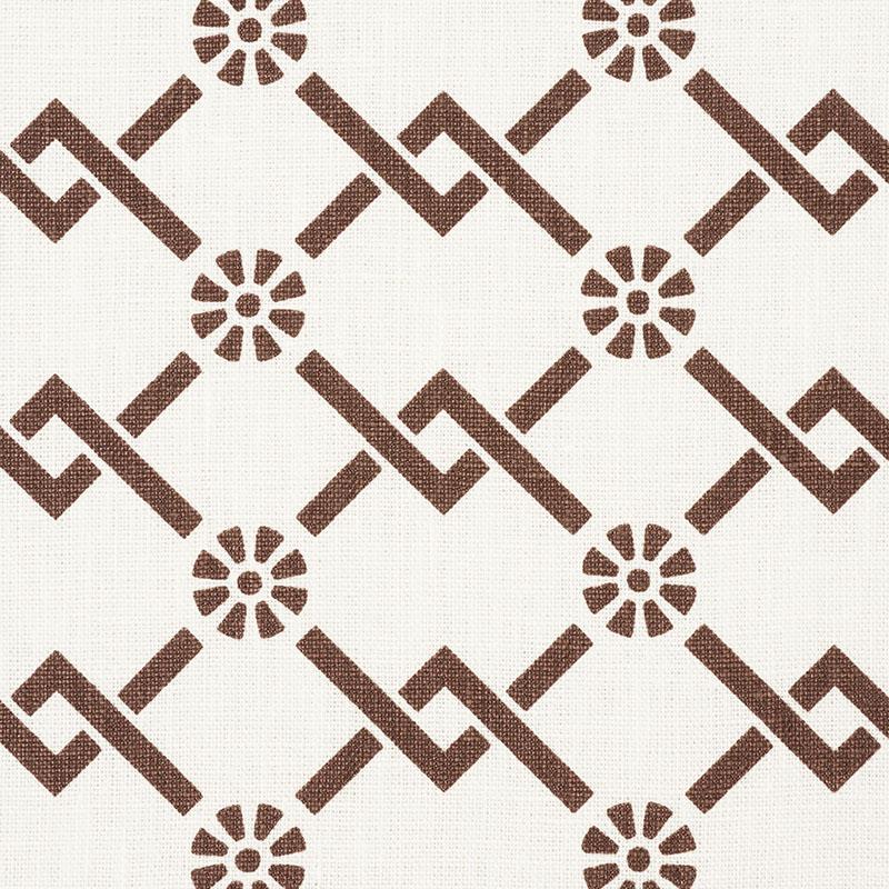 Schumacher Fretwork Flower Chestnut Fabric