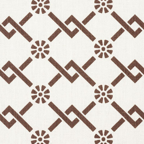 Schumacher Fretwork Flower Chestnut Fabric