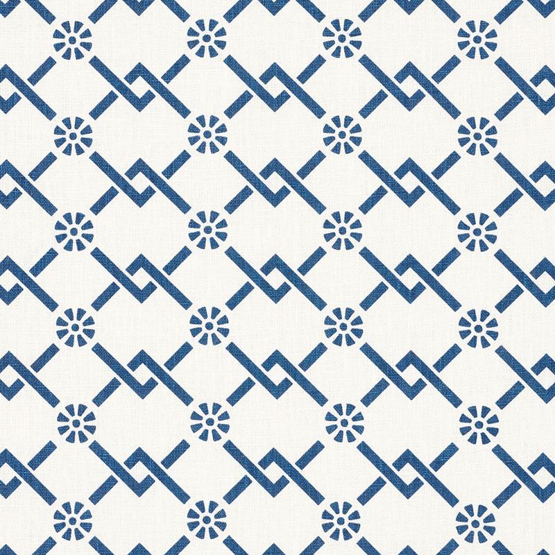 Schumacher Fretwork Flower Pacific Fabric