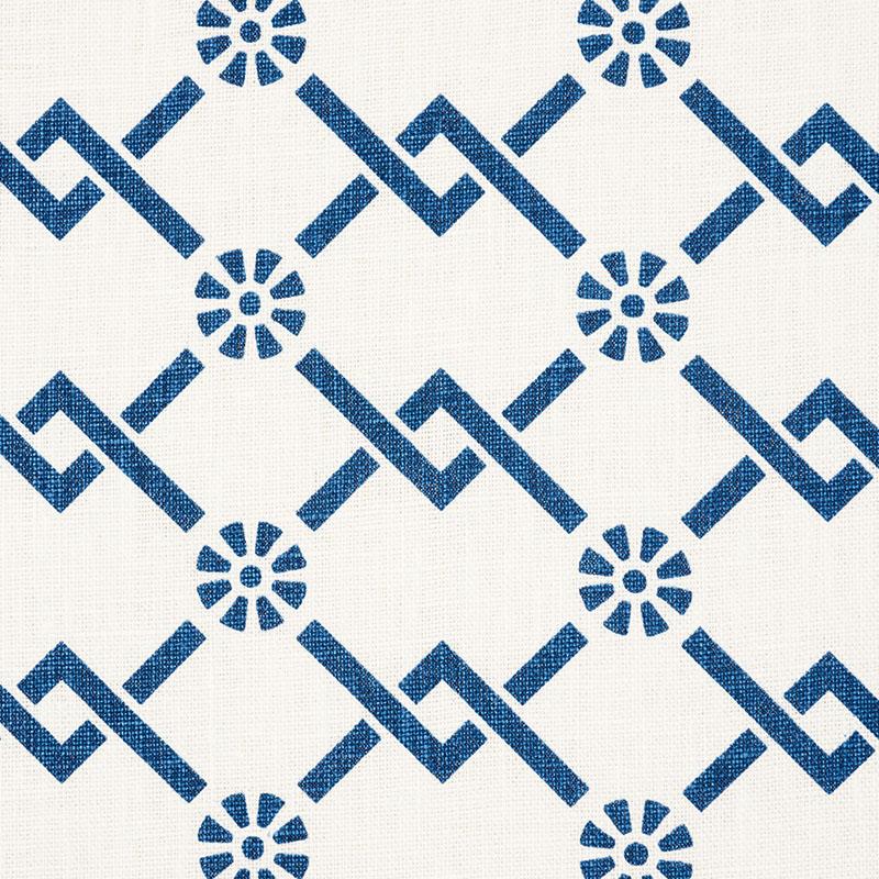 Schumacher Fretwork Flower Pacific Fabric