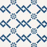 Schumacher Fretwork Flower Pacific Fabric
