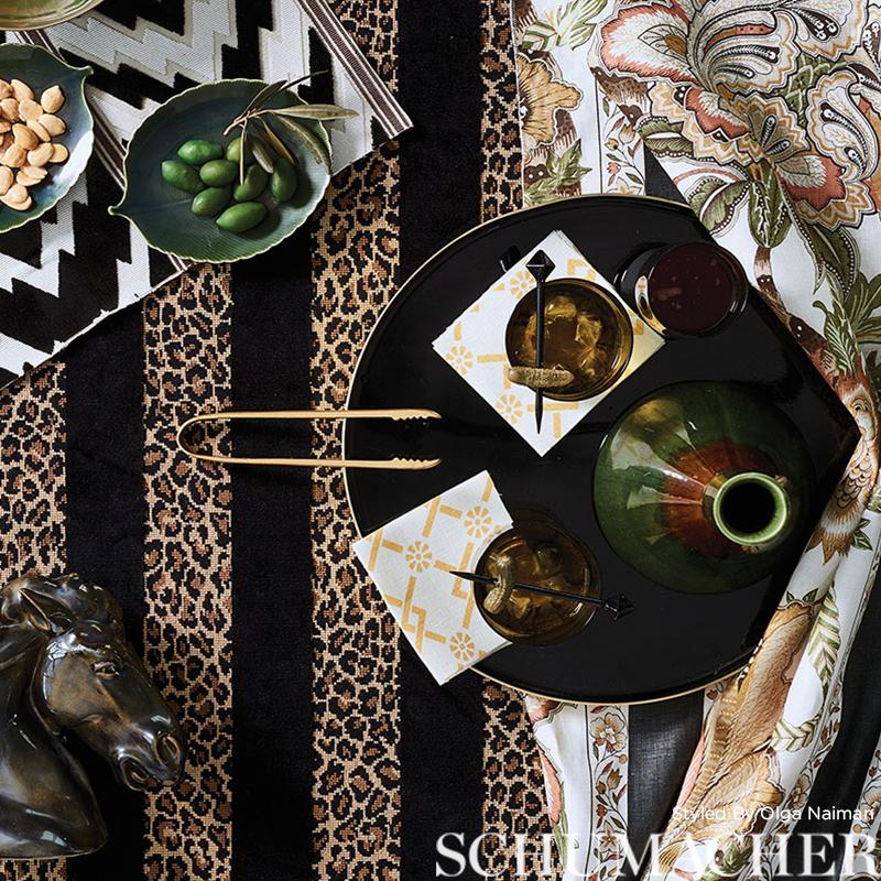 Schumacher Guepard Stripe Velvet Black Fabric