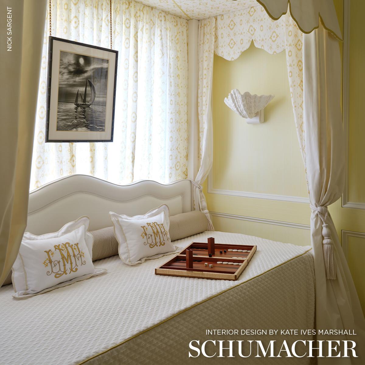 Schumacher Cecil Cotton Chintz White Fabric – DecoratorsBest