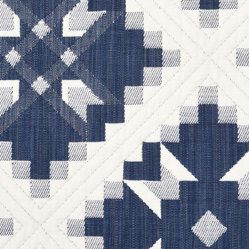 Schumacher Tristan Patchwork Indigo Fabric