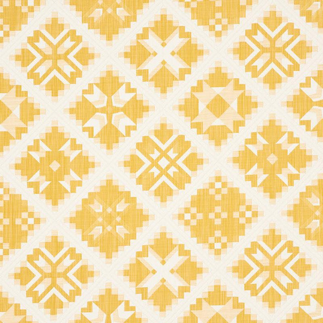 Schumacher Tristan Patchwork Yellow Fabric
