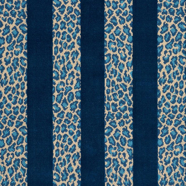 Schumacher Guepard Stripe Velvet Mediterranean Fabric