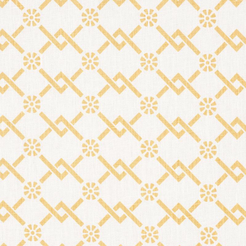 Schumacher Fretwork Flower Saffron Fabric