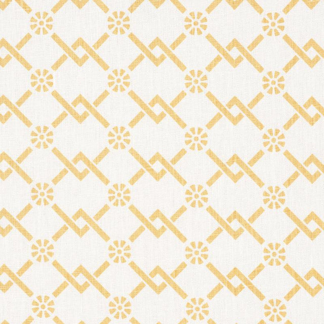 Schumacher Fretwork Flower Saffron Fabric