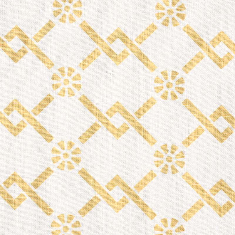 Schumacher Fretwork Flower Saffron Fabric