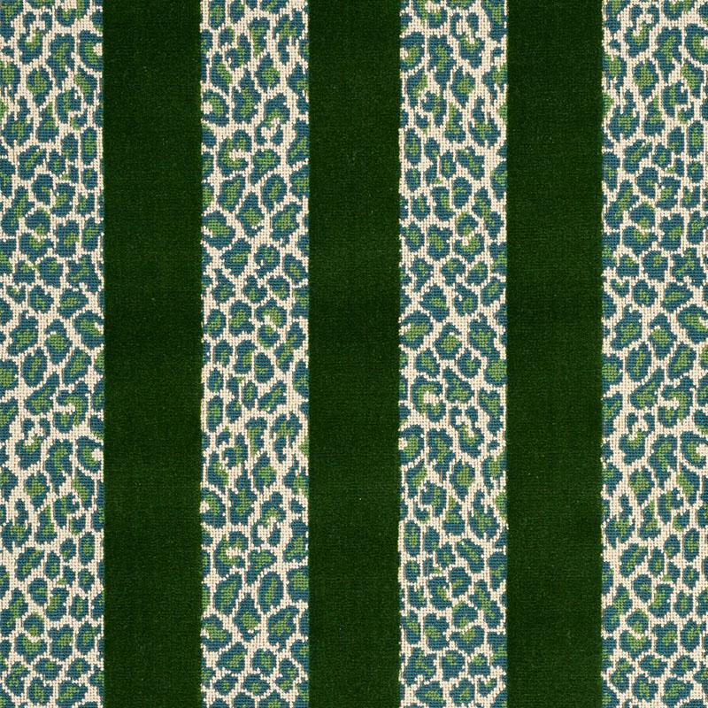 Schumacher Guepard Stripe Velvet Emerald Fabric