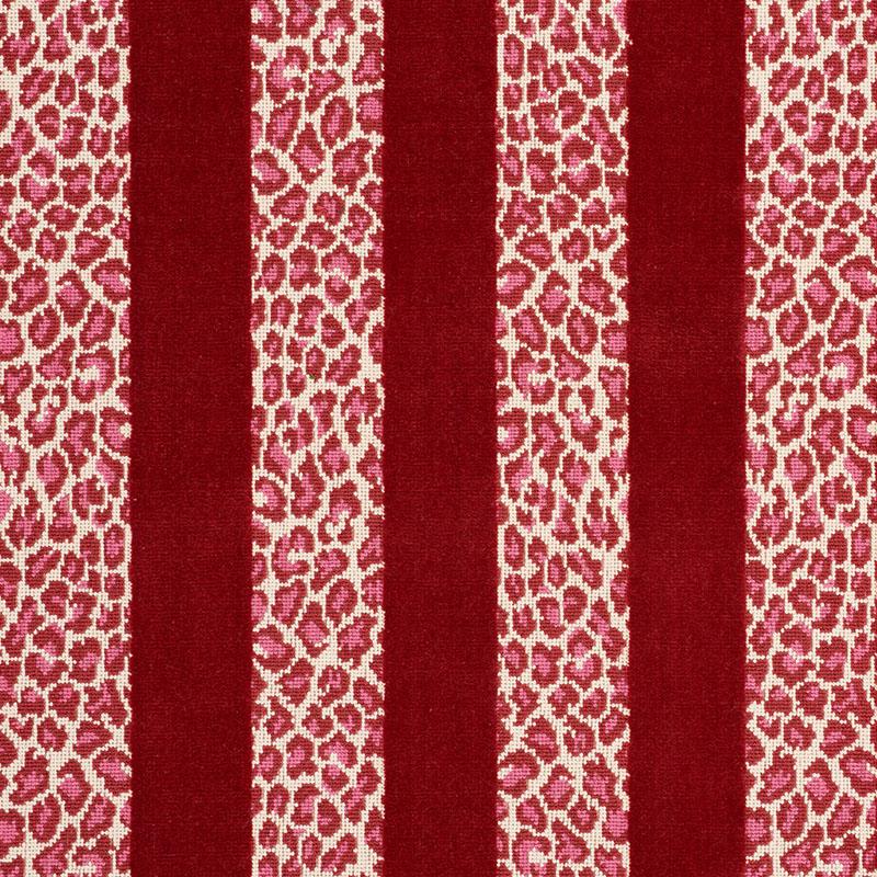 Schumacher Guepard Stripe Velvet Red Fabric