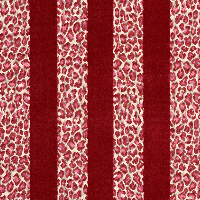Schumacher Guepard Stripe Velvet Red Fabric