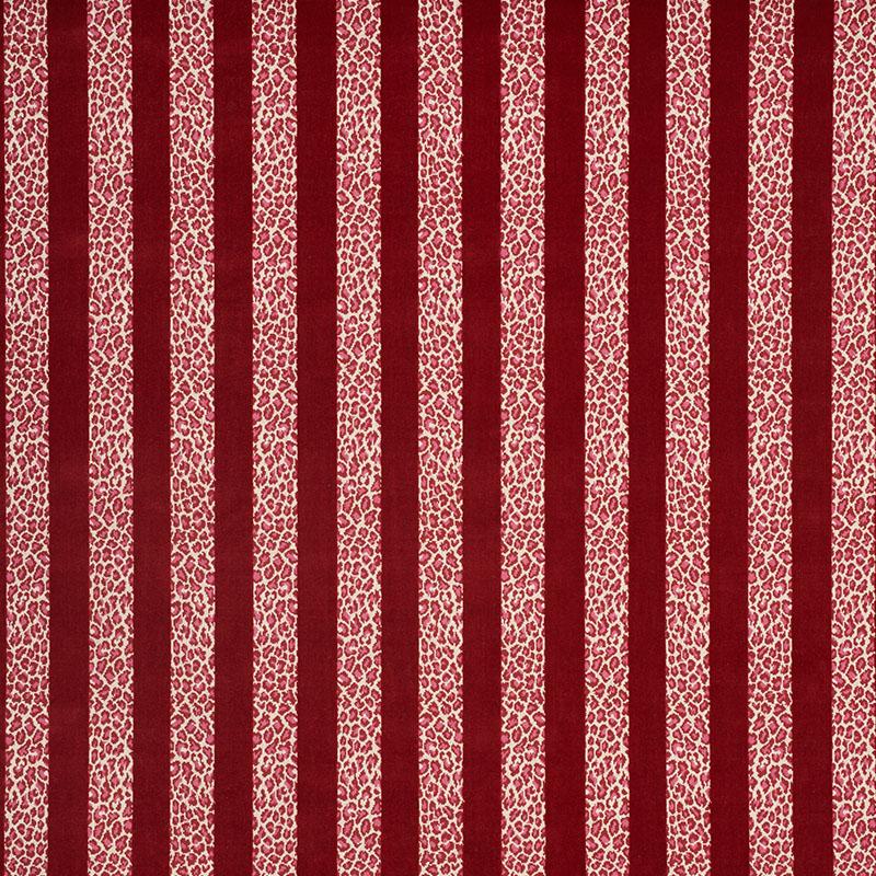 Schumacher Guepard Stripe Velvet Red Fabric