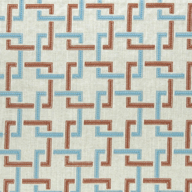 Clarke & Clarke SEKAI CINNABAR/AQUA Drapery Fabric