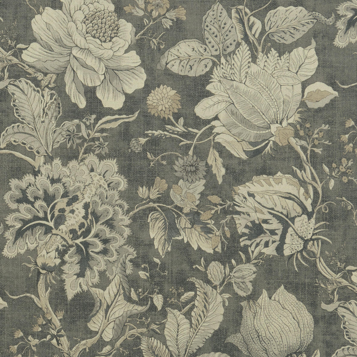 Clarke & Clarke SISSINGHURST CHARCOAL Fabric