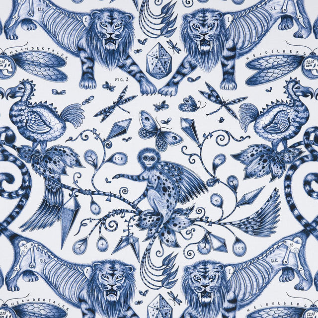 Clarke & Clarke EXTINCT BLUE Fabric