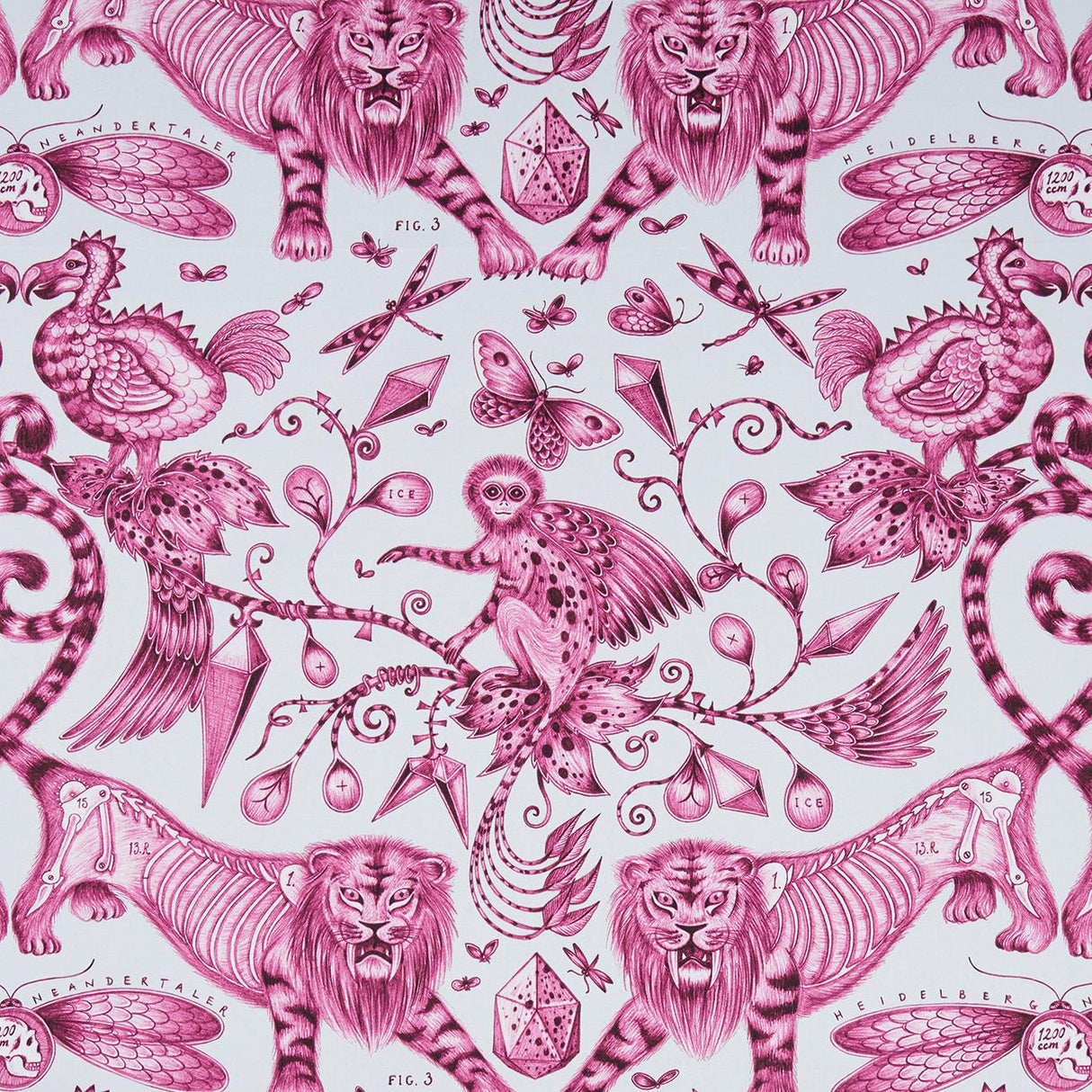 Clarke & Clarke EXTINCT MAGENTA Fabric
