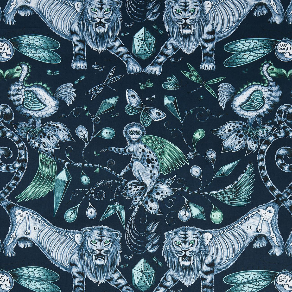 Clarke & Clarke EXTINCT NAVY Fabric