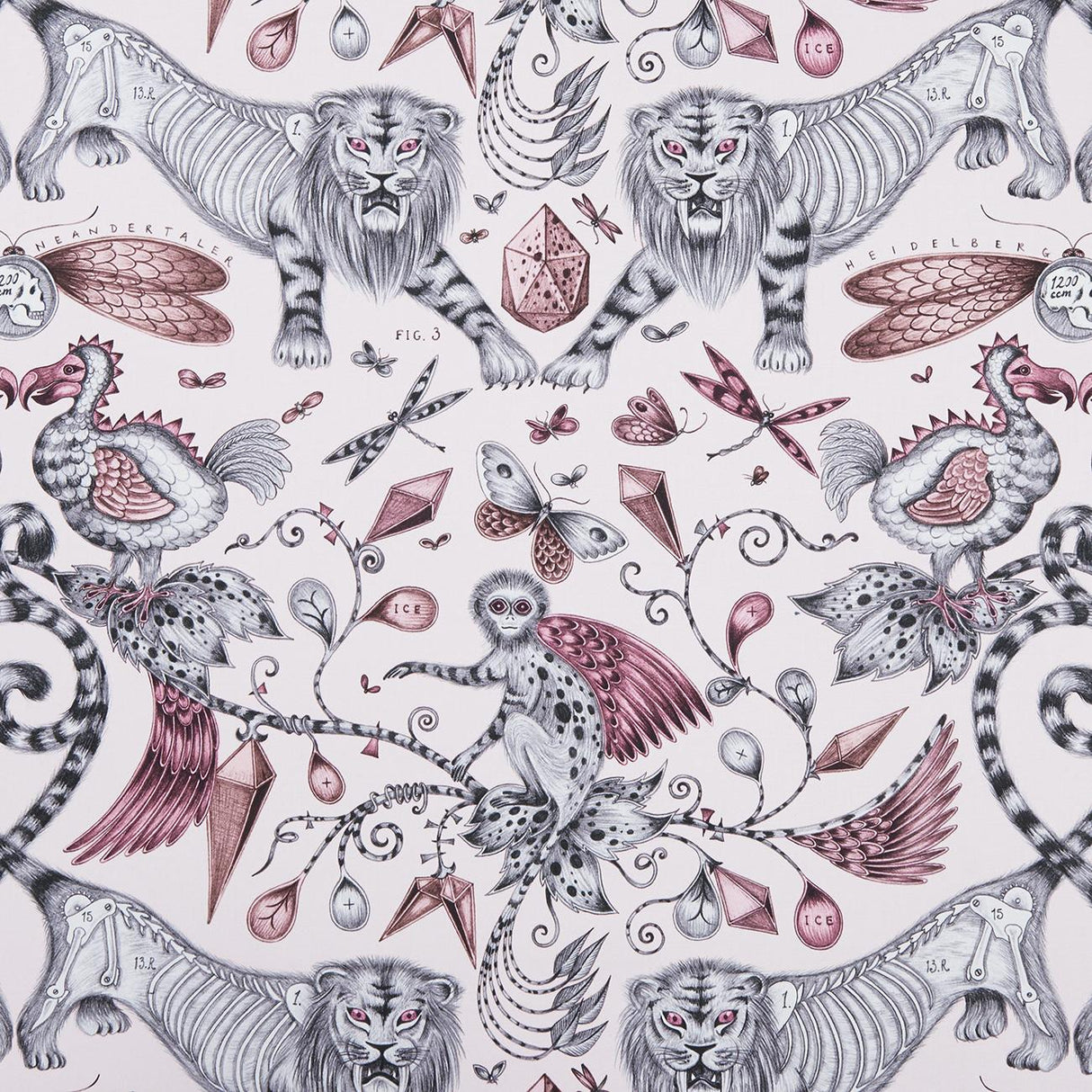 Clarke & Clarke EXTINCT PINK Fabric