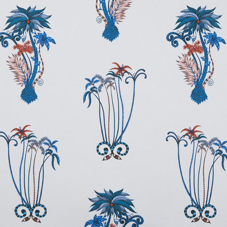 Clarke & Clarke JUNGLE PALMS BLUE Fabric