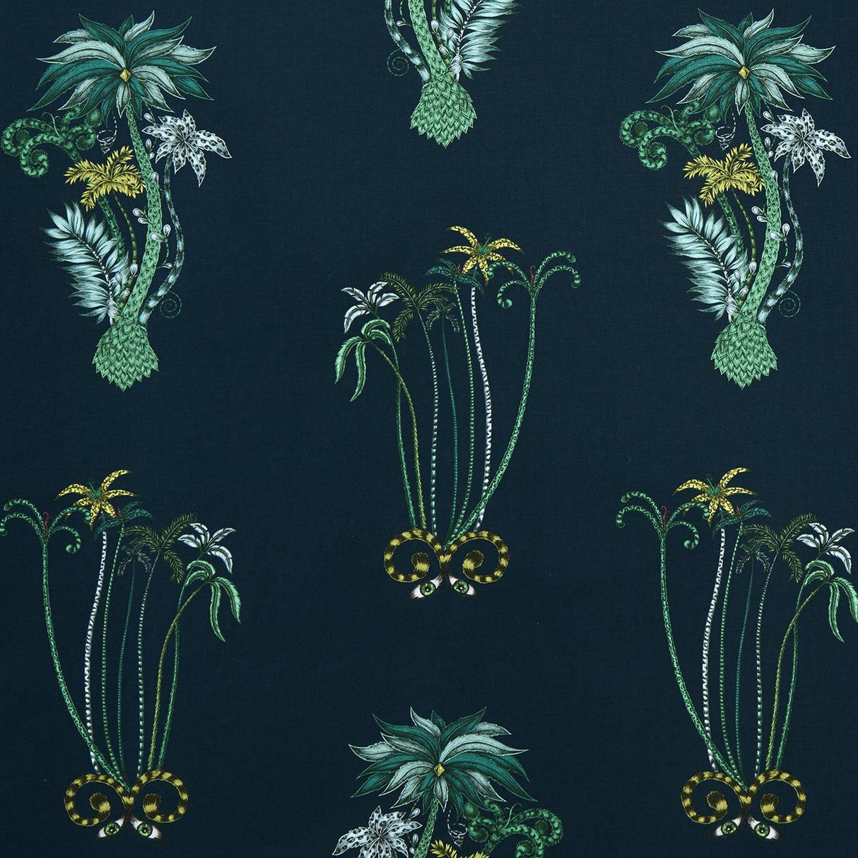 Clarke & Clarke JUNGLE PALMS NAVY Fabric
