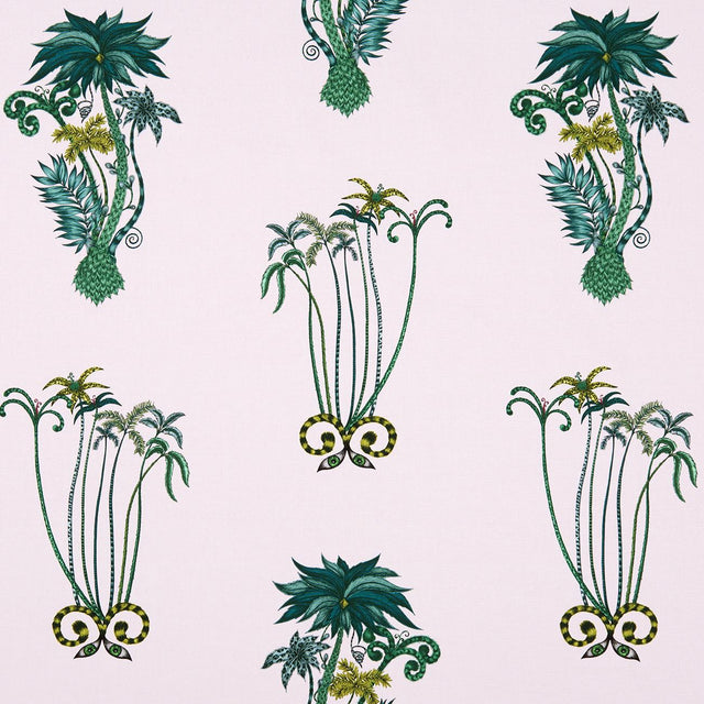 Clarke & Clarke JUNGLE PALMS PINK Fabric
