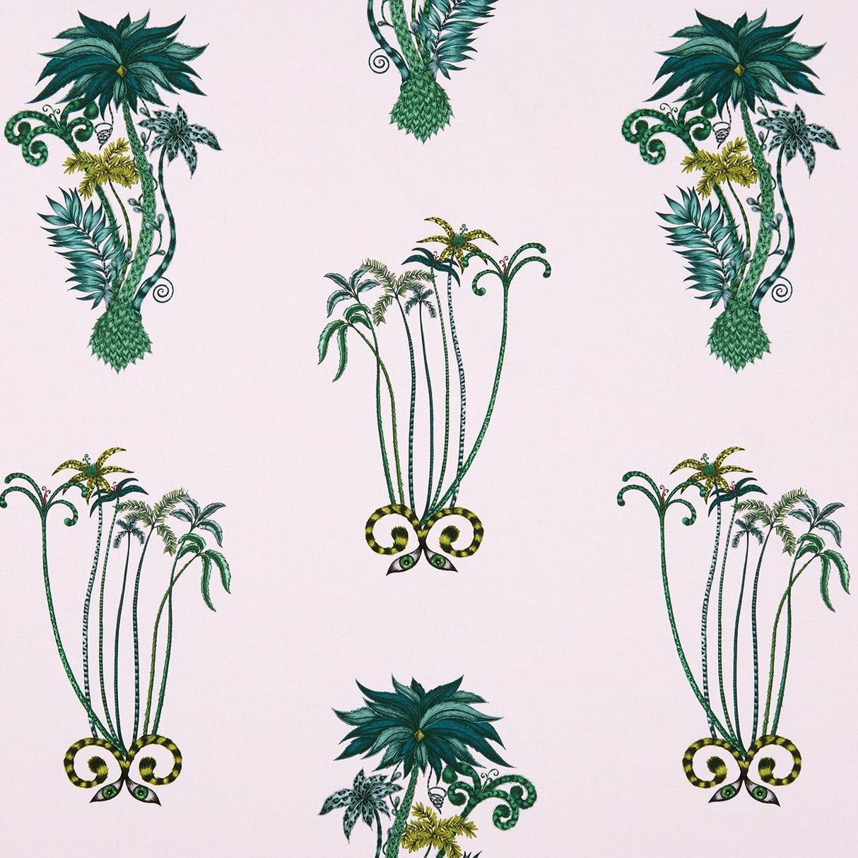 Clarke & Clarke JUNGLE PALMS PINK Fabric