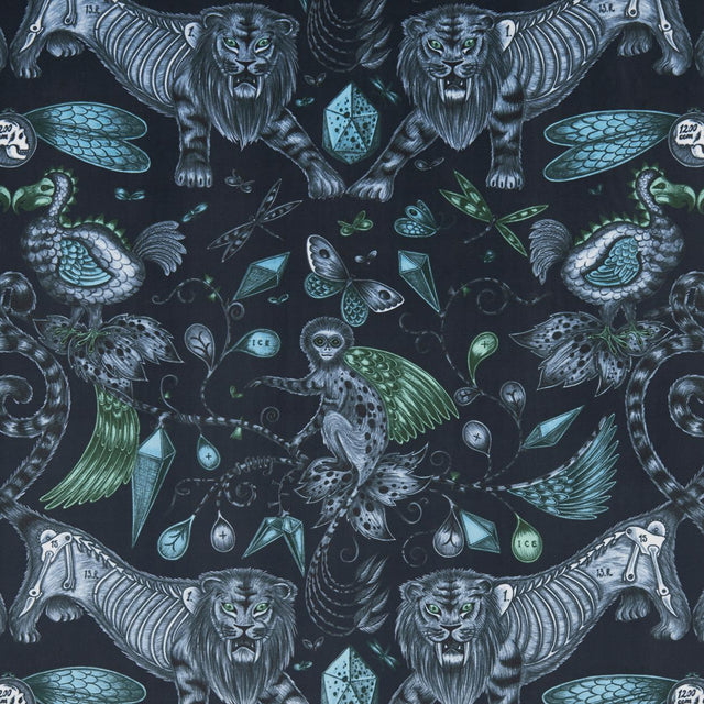 Clarke & Clarke EXTINCT VELVET NAVY Fabric