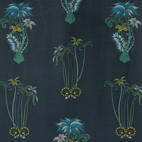 Clarke & Clarke JUNGLE VELVET NAVY Fabric
