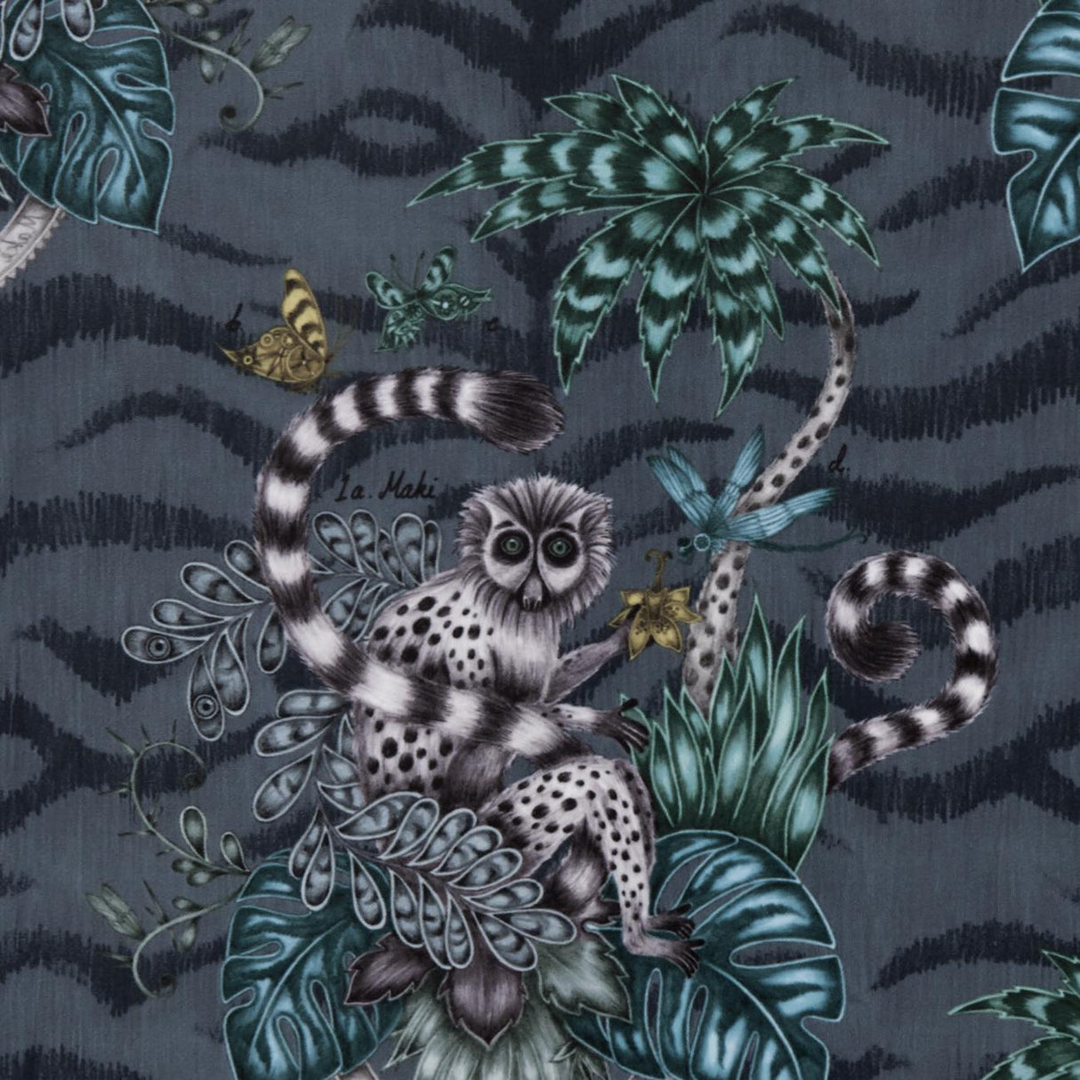 Clarke & Clarke LEMUR VELVET NAVY Fabric