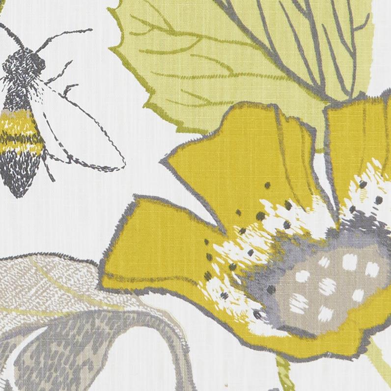 Clarke & Clarke LOTUS CHARTREUSE/CHARCOAL Fabric