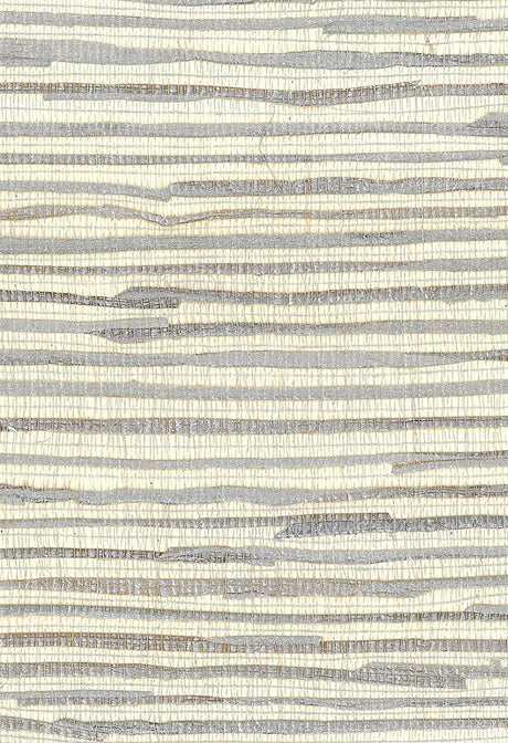 Seabrook Java Grass Metallic Silver, Off White Wallpaper