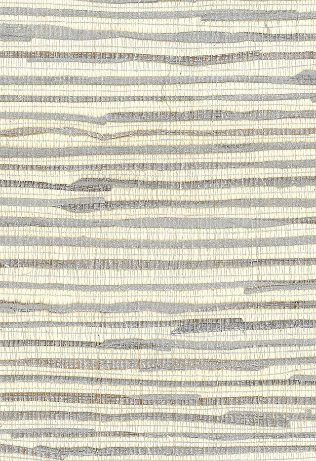 Seabrook Java Grass Metallic Silver, Off White Wallpaper