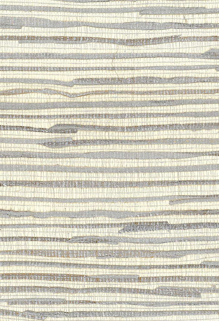 Seabrook Java Grass Metallic Silver, Off White Wallpaper
