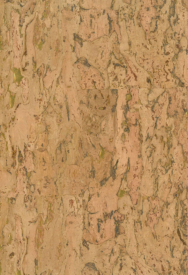 Seabrook Cork Brown, Metallic Gold Wallpaper