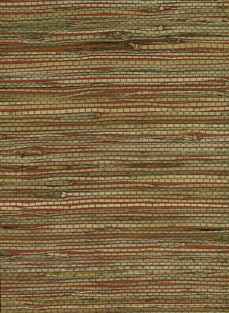 Seabrook Rushcloth Red, Tan Wallpaper