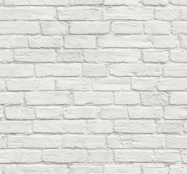Seabrook Vintage White Brick Off-White Wallpaper