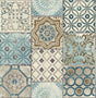 Seabrook Morocaan Tile Blue & Copper Wallpaper