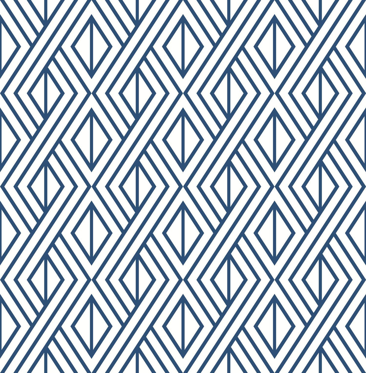 Seabrook Navy Diamond Geometric Navy & White Wallpaper