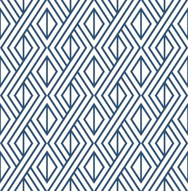 Seabrook Navy Diamond Geometric Navy & White Wallpaper