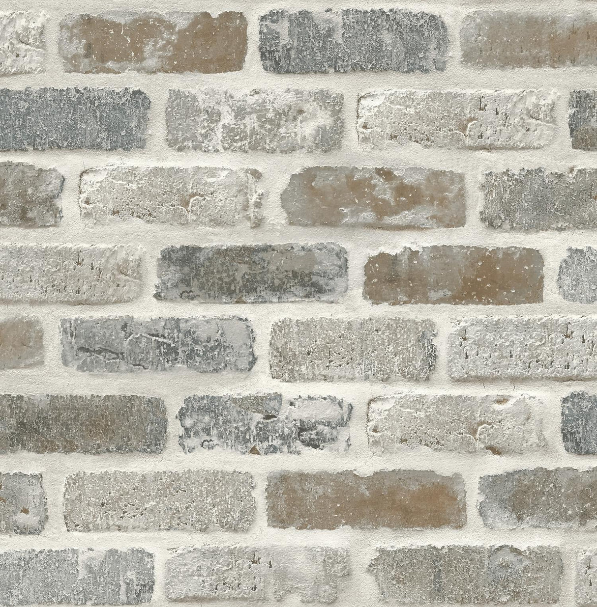 Seabrook Washed Brick Soft Gray & Rust Wallpaper