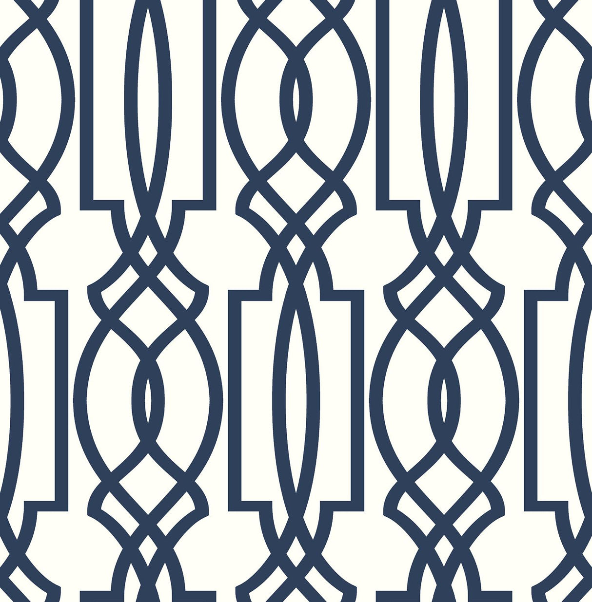Seabrook Navy Deco Lattice Navy & White Wallpaper