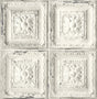 Seabrook Distressed Tin Tile Linen & Charcoal Wallpaper