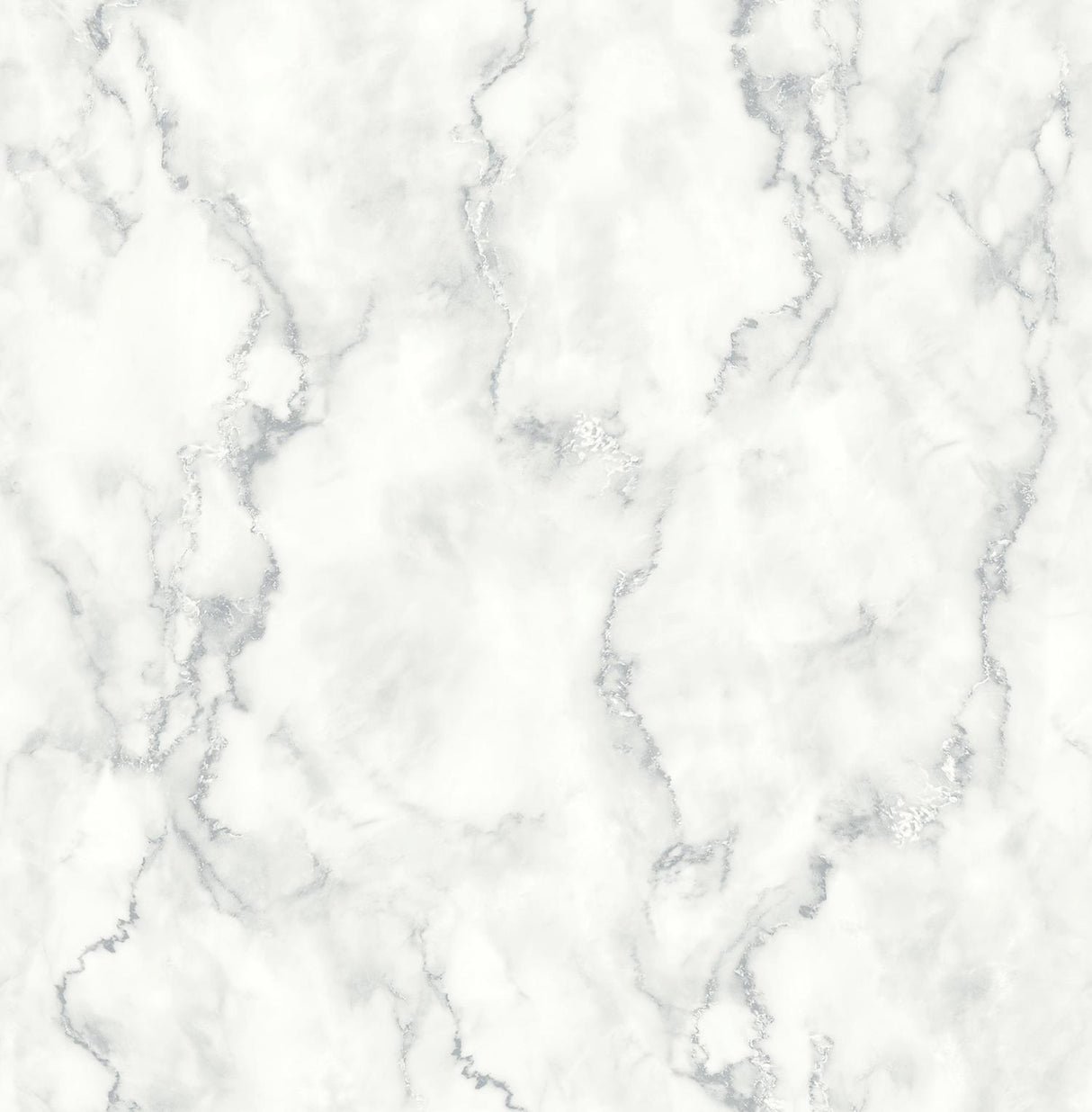 Seabrook Faux Marble Gray & Metallic Silver Wallpaper