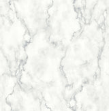 Seabrook Faux Marble Gray & Metallic Silver Wallpaper
