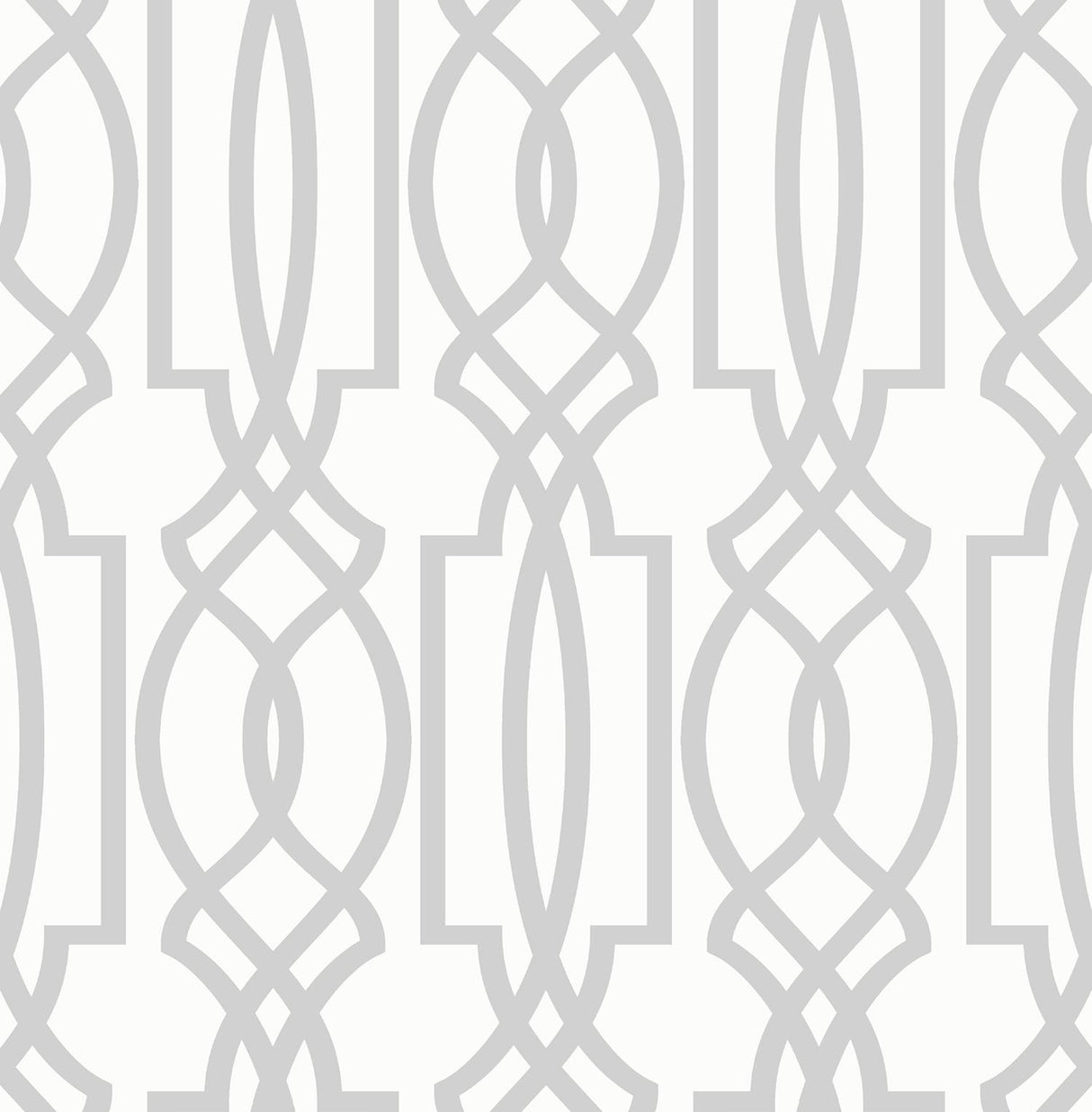 Seabrook Soft Gray Deco Lattice Soft Gray & White Wallpaper