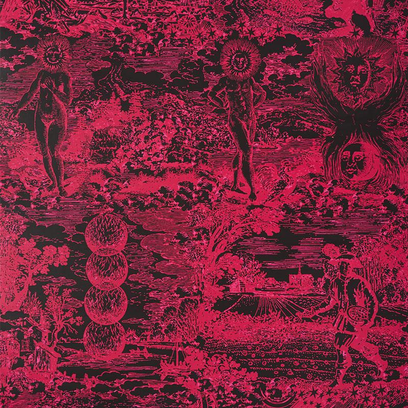 Schumacher Modern Toile Pink & Black Fabric