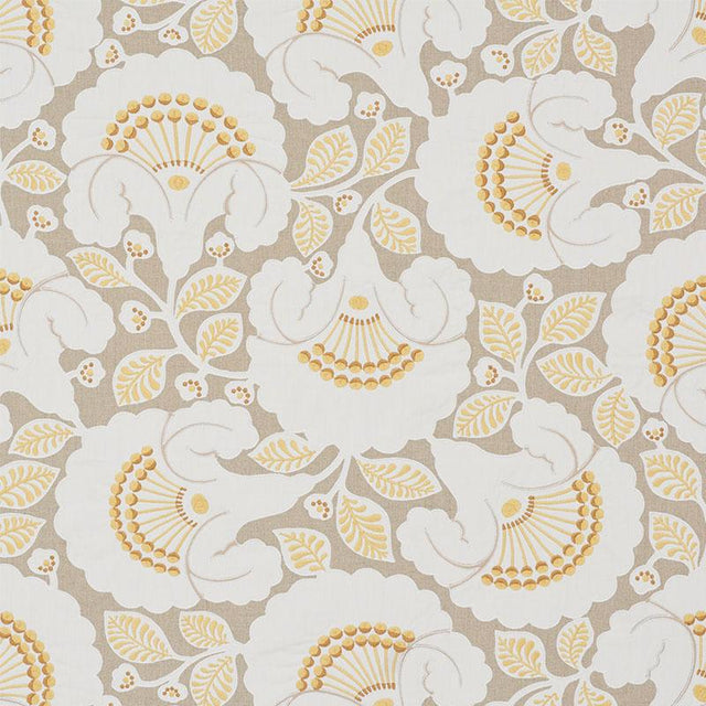 Schumacher Jackie Appliqu Embroidery Natural Fabric
