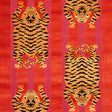 Schumacher Jokhang Tiger Velvet Red & Pink Fabric