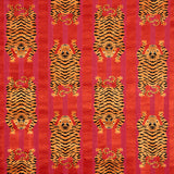 Schumacher Jokhang Tiger Velvet Red & Pink Fabric